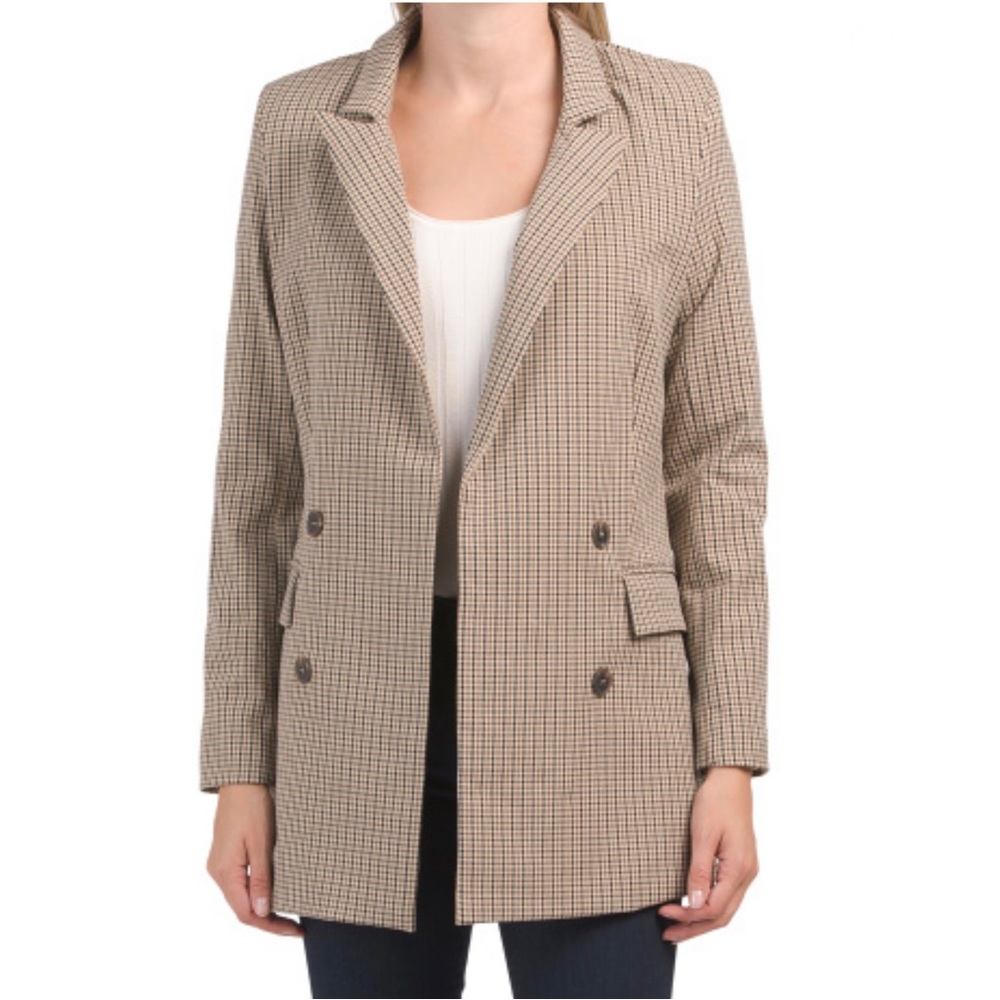 Rachel Zoe Double Breasted Checkered Pattern Blazer Size Medium